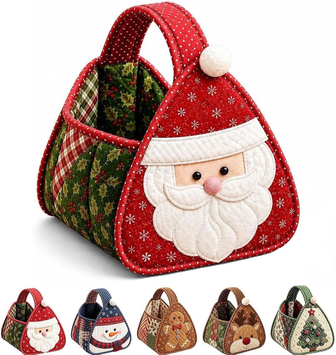 Casalola – Kerstthema DIY Borduurpakket – Handgemaakte Cadeaus Naaien – Borduurpakket voor Beginners – Kerstborduurwerk – Kerstopbergmand – Opbergmand voor Kerstdecoratie—Kerstman