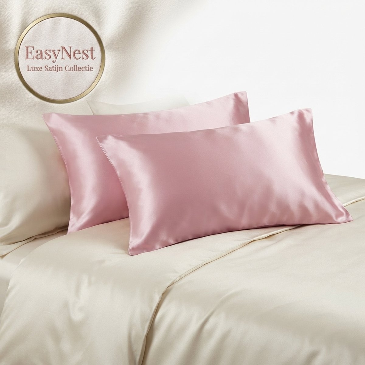 Satijnen Kussenslopen Set van 2 – Zachte Kussensloop voor Haar en Huid – Comfortabel Hoofdkussen – Luxe Slaapkameraccessoire