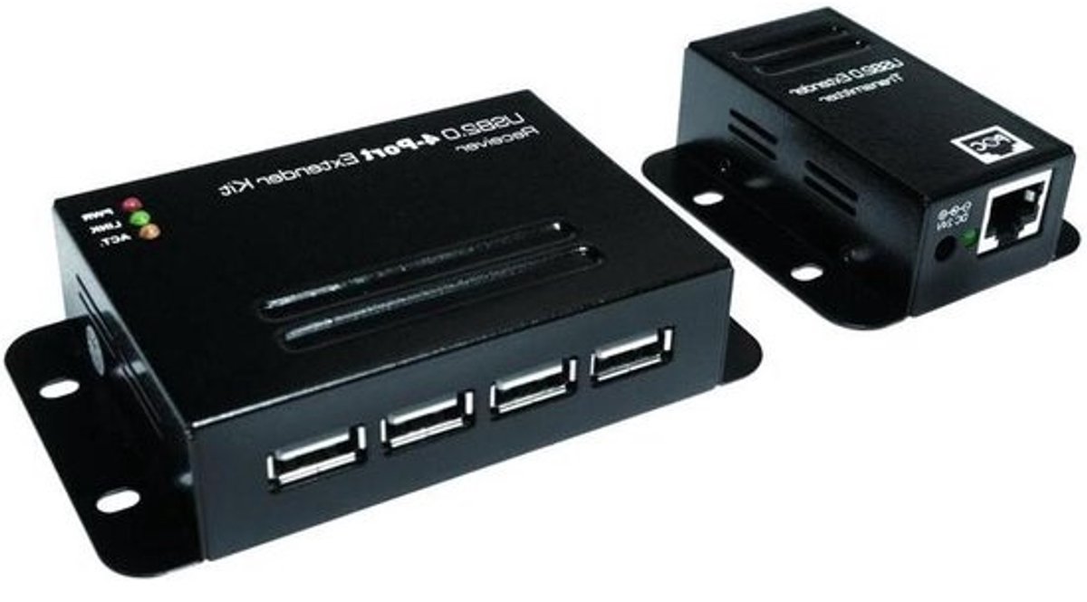 USB Extender - Signaal Versterker - Apparaten Aansluiten - 50 Meter Bereik - 4 Poorten - Zwart