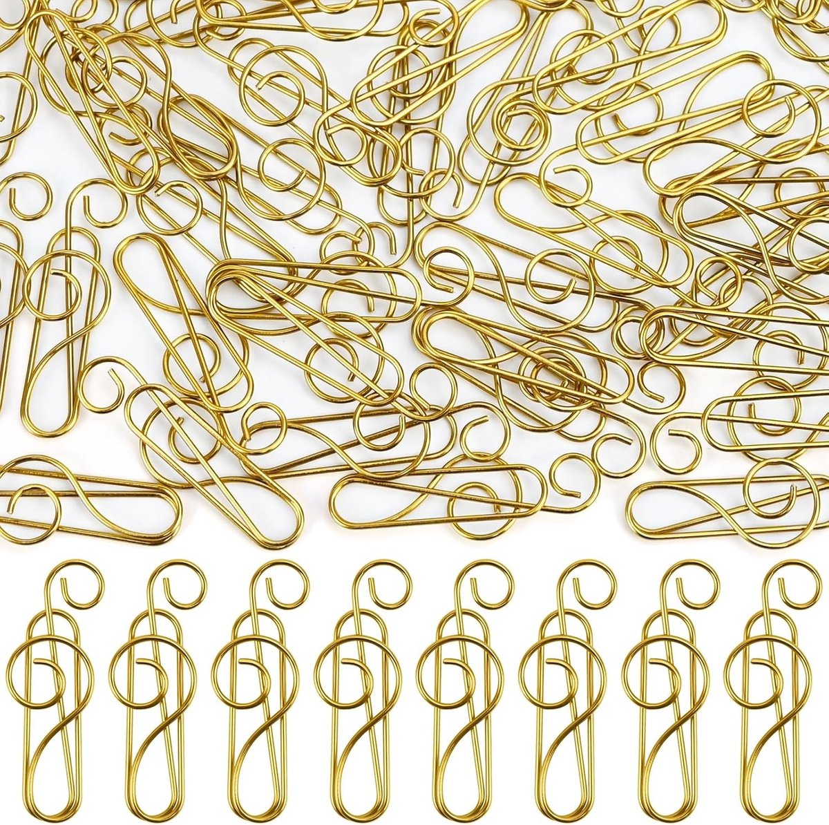 Gouden Muziek Motief Paperclips - 50 Stuks - Metalen Paperclips voor Kantoor, School en Notitieboekjes - Perfecte Cadeaus voor Creatieve Geesten