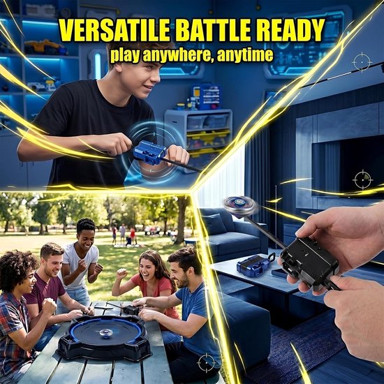 Battle Spinning Starter Set met Grote Rip Cord en Battling Tops Launcher - Geschikt voor X Series Battle Spinner Accessoires in Zwart en Blauw - Perfect voor Spelletjes en Competities — afbeelding 3