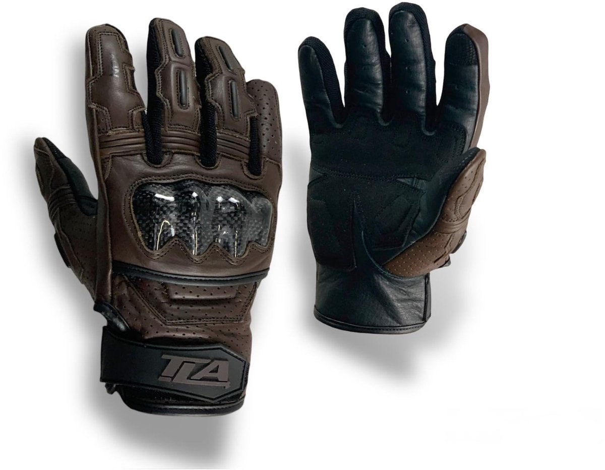Motorrijhandschoenen van Leer - CE Goedgekeurd - Bruin - 4XL
