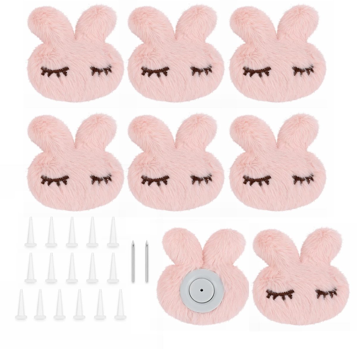 8 stuks dekbedclips - Roze pluche konijn