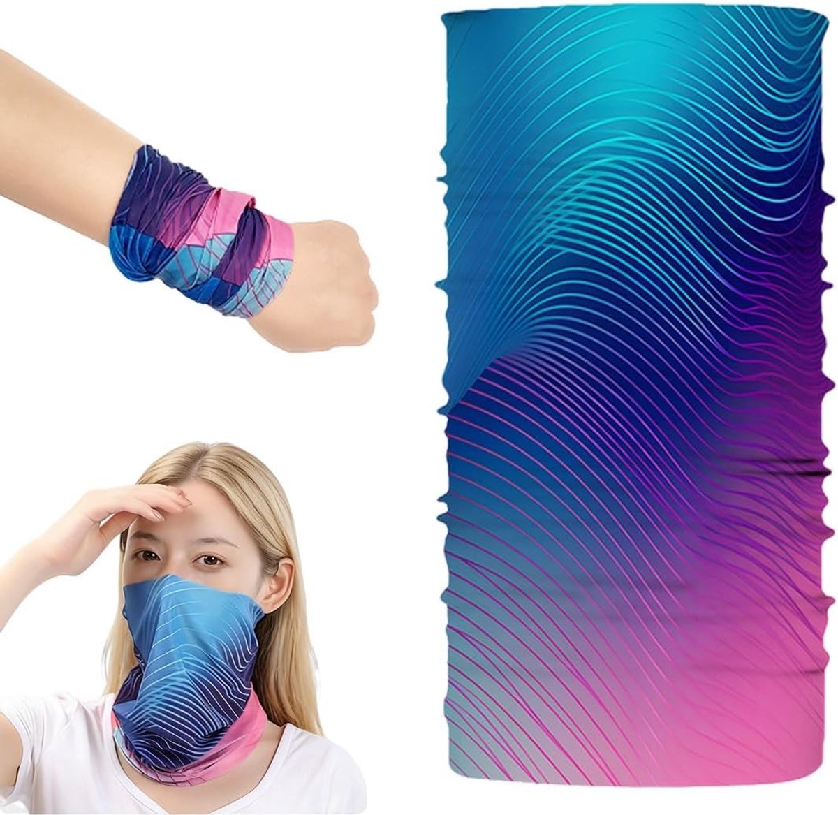 Verkoelend Zomermasker voor Volledige Gezichtsbedekking - Ademend, Beschermend en UPF50+ - Ideaal voor Fietsen, Rijden en Buitenactiviteiten - 23x50cm - Multicolor - Perfect voor Zomergebruik