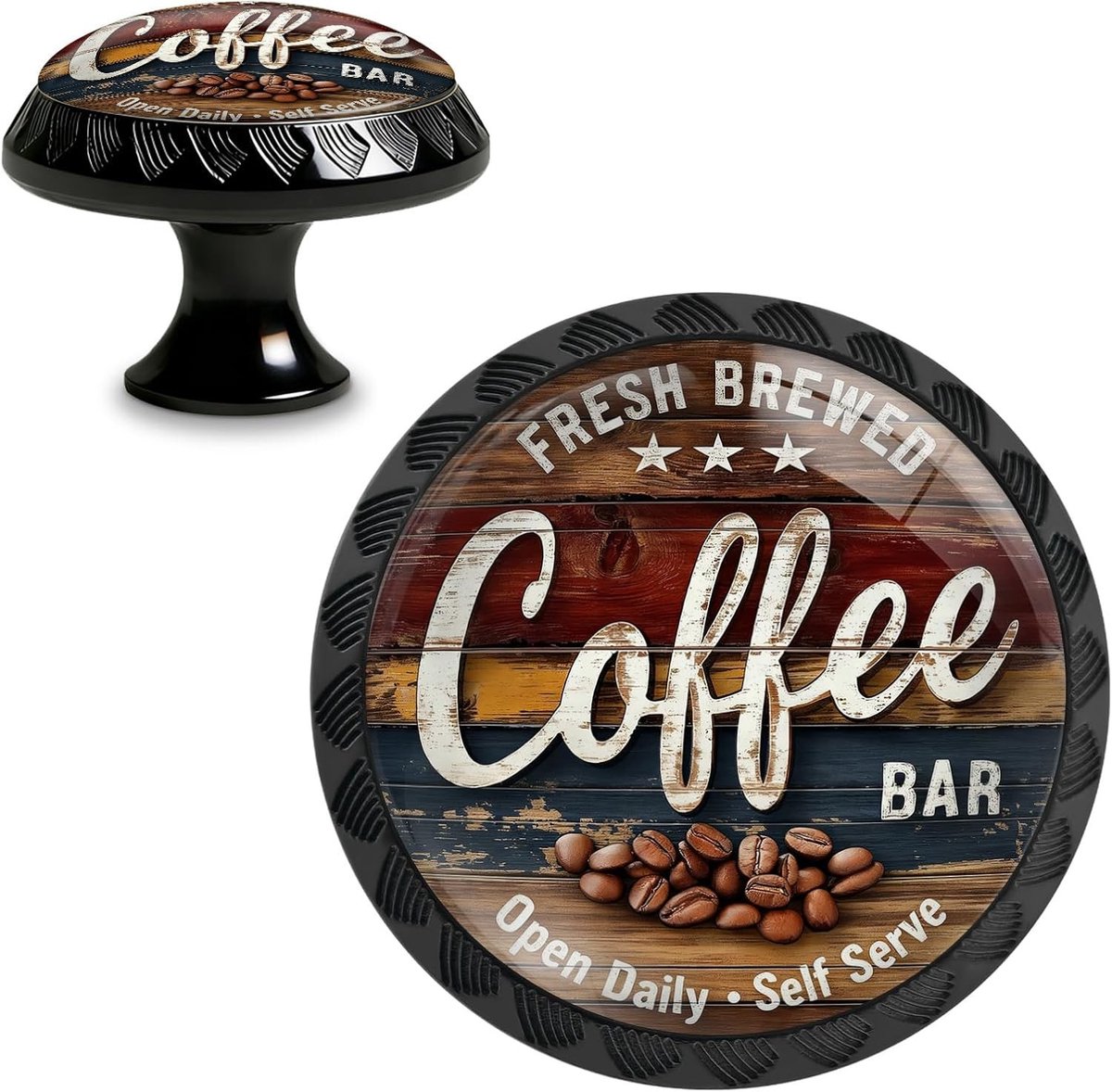 Set van 4 Ronde Knoppen voor Keuken en Meubels - Acryl Handgrepen voor Lades en Deuren, Ideaal voor Koffie-Thema Decoratie