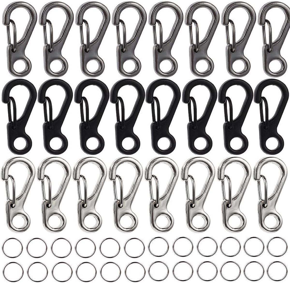 48 Stuks Mini Carabiners 2.5 cm Set voor Klimmen, Wandelen en Kamperen - Lichtgewicht en Duurzaam