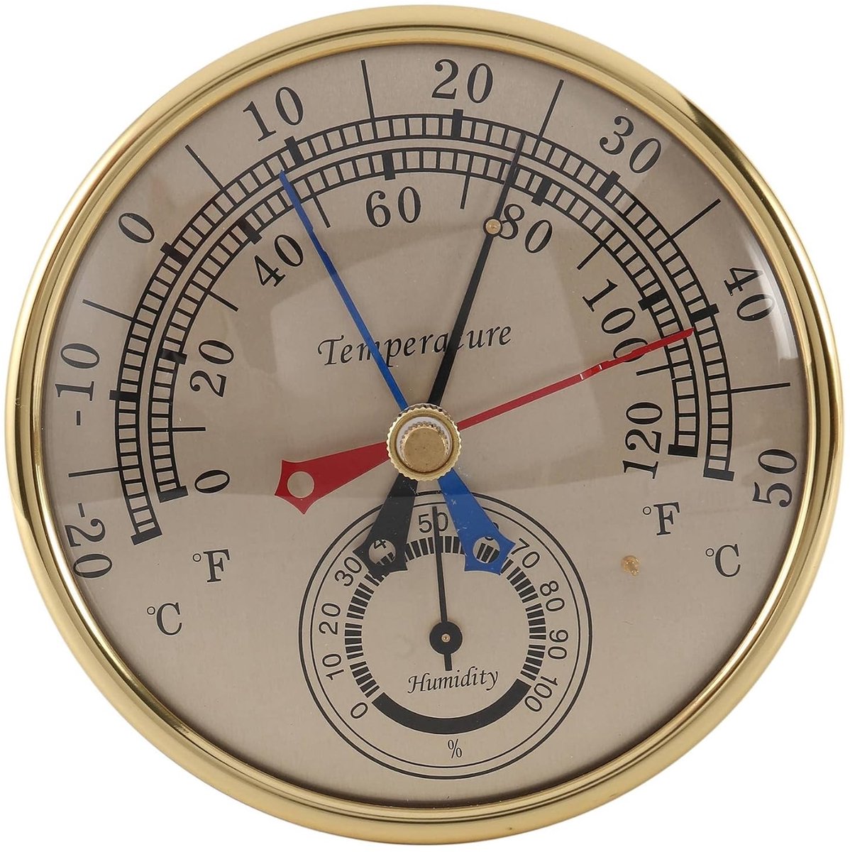 Analoge 2-in-1 thermometer en hygrometer zonder batterij, vochtigheidsmeter met max/min temperatuurdetectie en regenbestendig ontwerp voor binnen- en buitentoepassingen