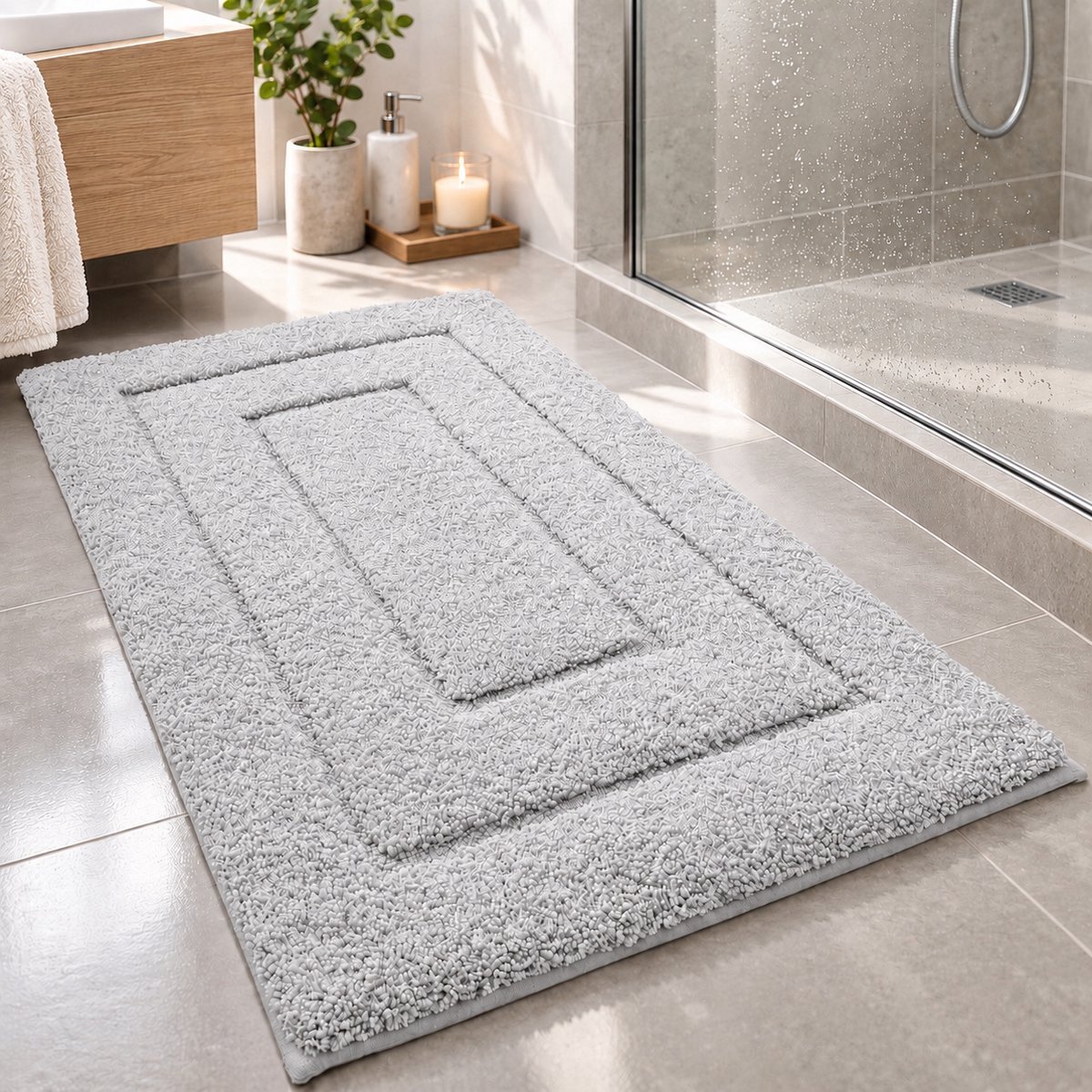 BOTC Badmat - Antislip - 80x50cm - Absorberende Badmat - Douchemat - Toiletmat - Grijs