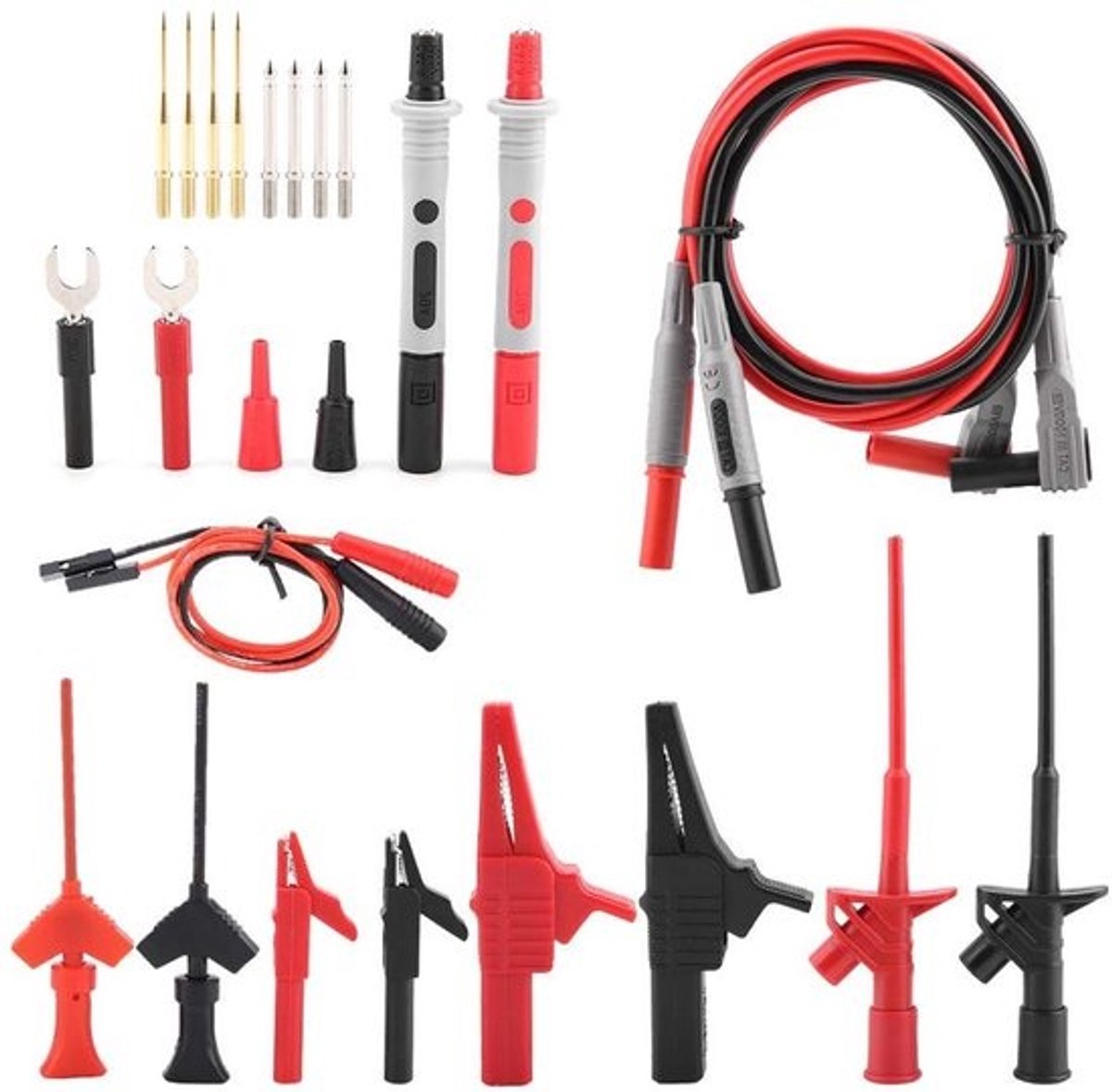 Meetkabel Set - Test Lood - Elektronica Testen - Universele Aansluiting - 24 Delig - Rood Zwart