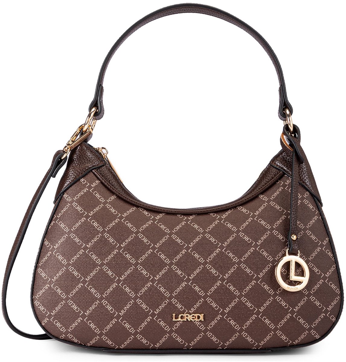 L.CREDI schoudertas Filiberta Hobo Bag Chocolate donkerbruin