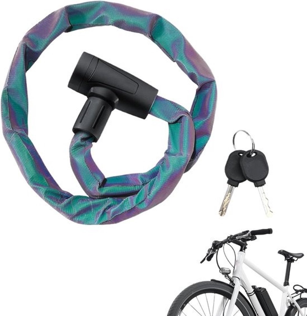 Kettingslot Fiets - Fietsketting Sloten - Fiets Beveiligen - Roestvrij Staal - 2.5 Meter - Meerkleurig