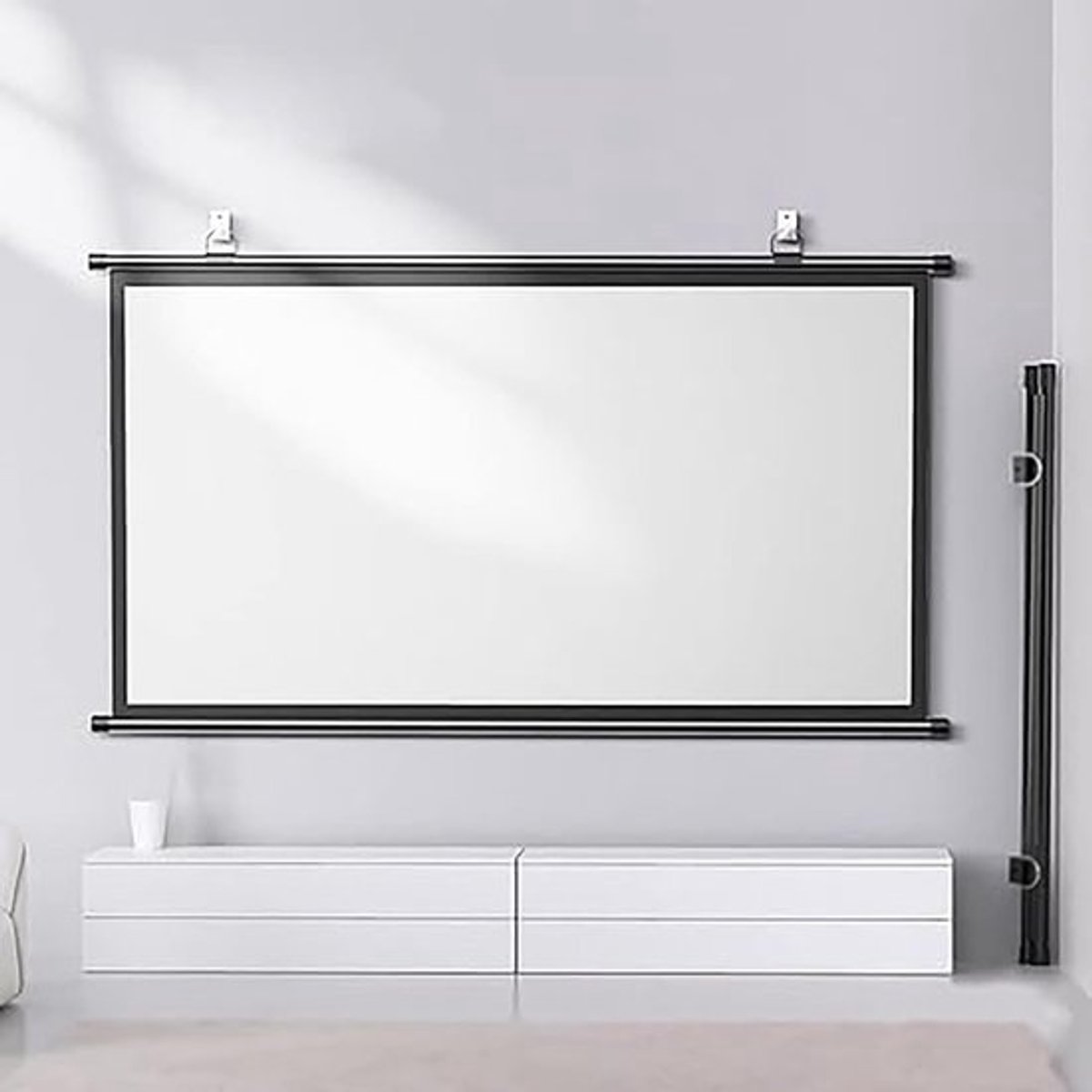 Projectiescherm - Draagbaar scherm - Thuisbioscoop creëren - Handmatig oprolbaar - 72 inch - Zwart