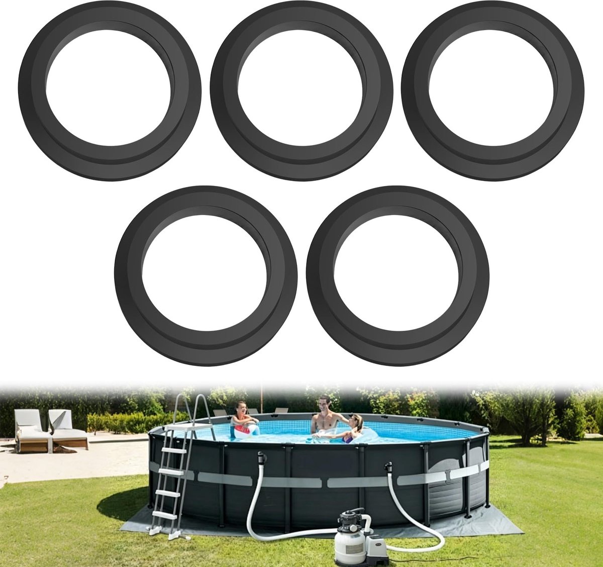 Vervangende O-Ring voor Zwembad - Zwart