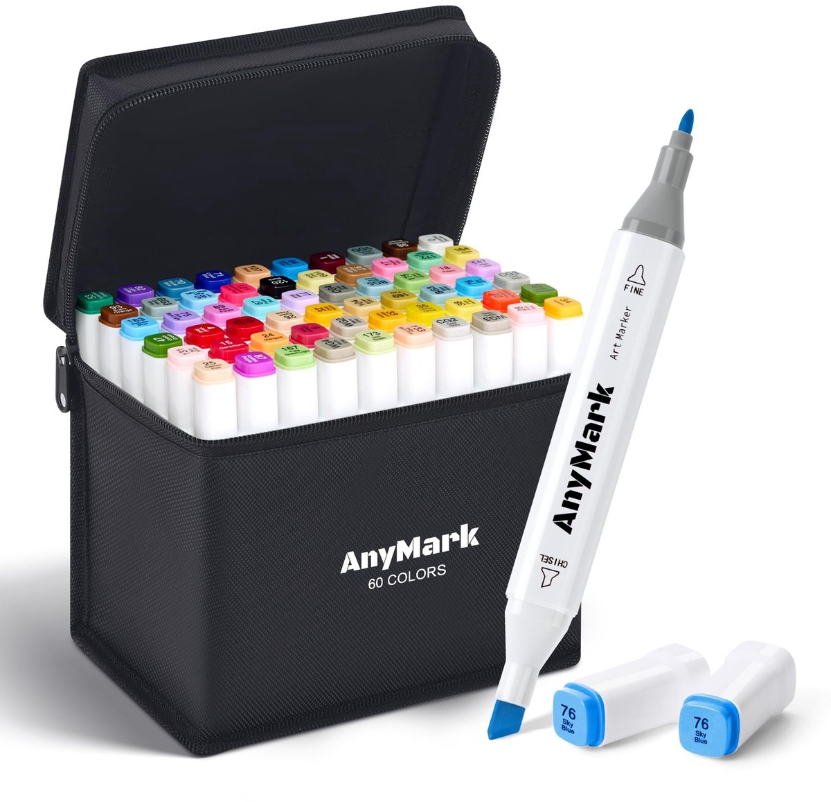 Alcohol Markers Set - 60 Kleuren - Dubbele Punt