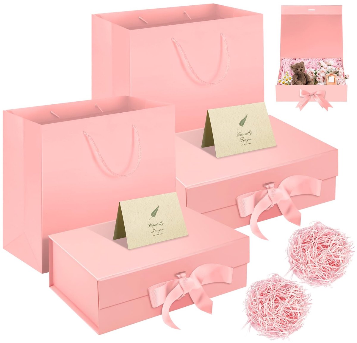 Cadeaubox met Tas - Roze, set van 2