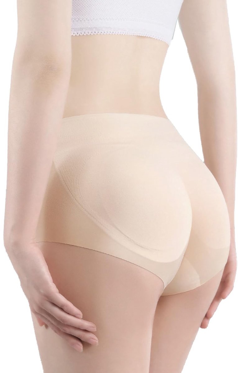 Dames Shapewear Ondergoed - Push Up Onderbroek met Verwijderbare Kussens - Beige