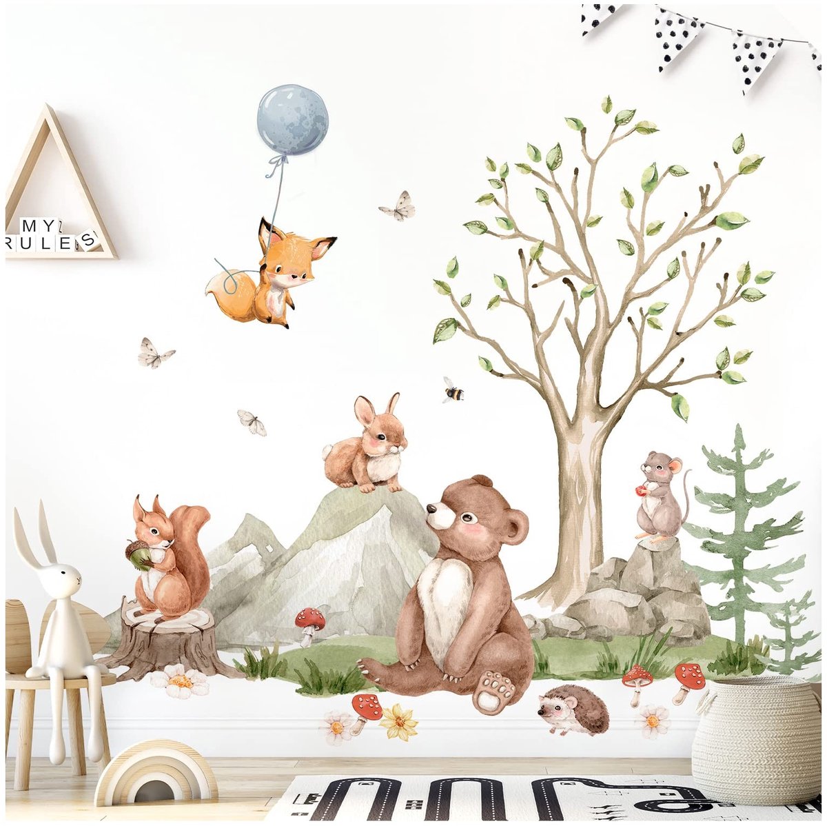 XXL Wandsticker Set - Natuurthema met Dieren - Geschikt voor Kinderkamer
