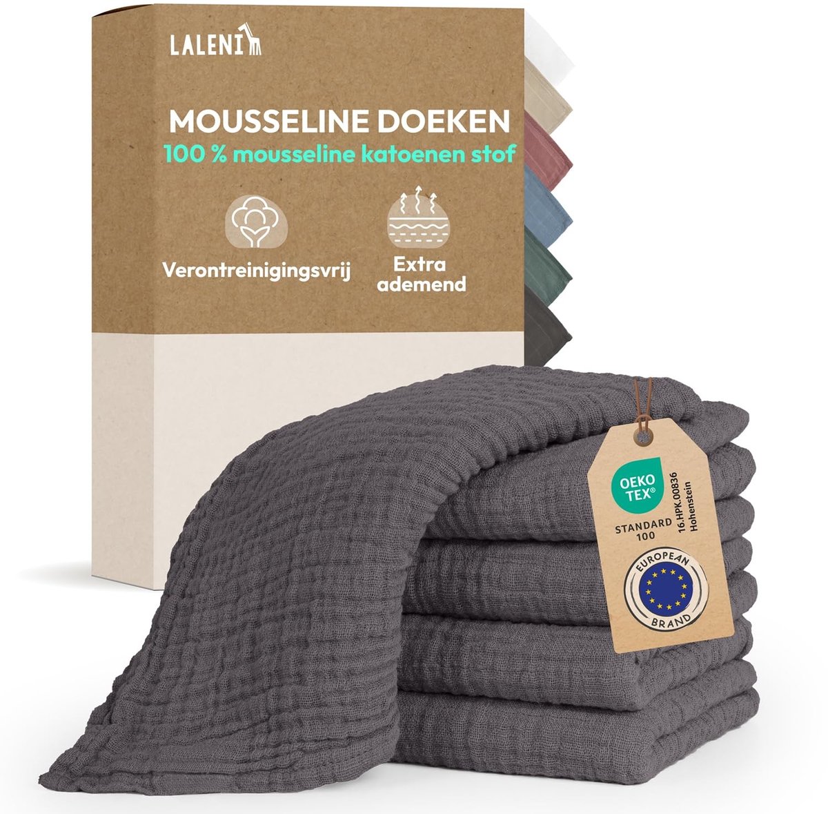 Baby Boorstdoekjes Set van 5 - Katoenen Muslin 70x70 - Absorberend en Wasbaar