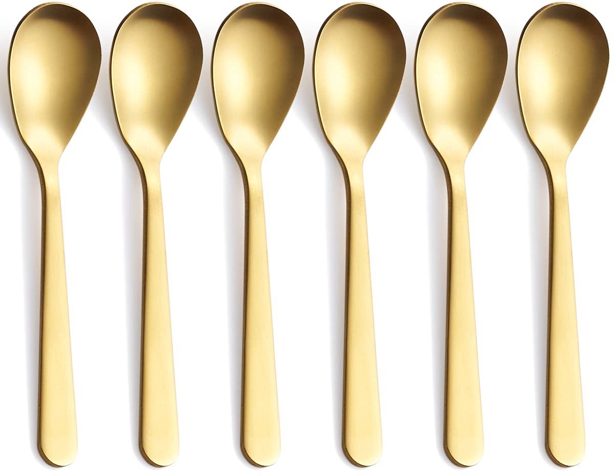 Mini theelepels set van 6 - met matte gouden afwerking