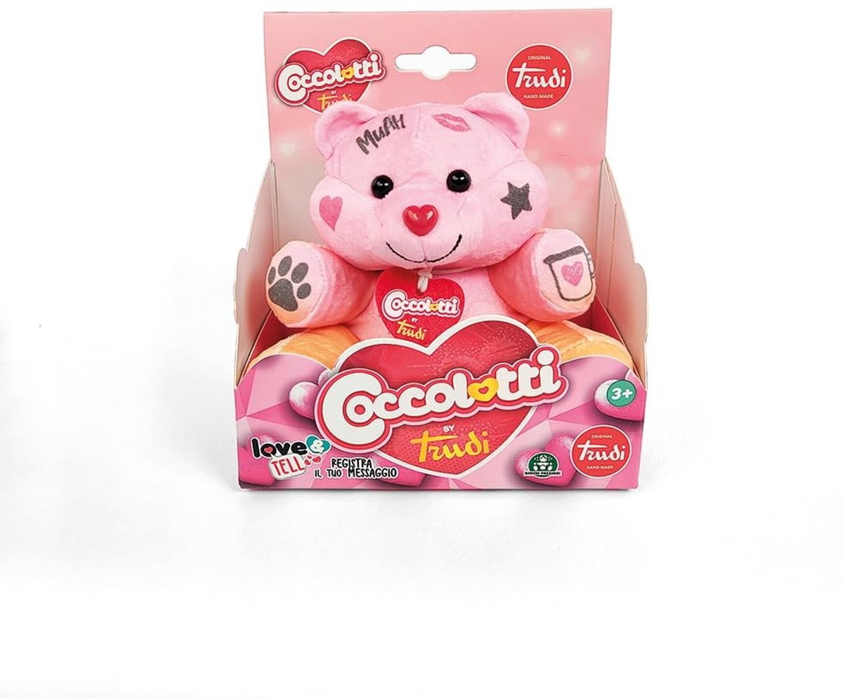 Knuffelbeer Roze Honey Love - Pluche Speelgoed 15 x 14,5 x 10 cm
