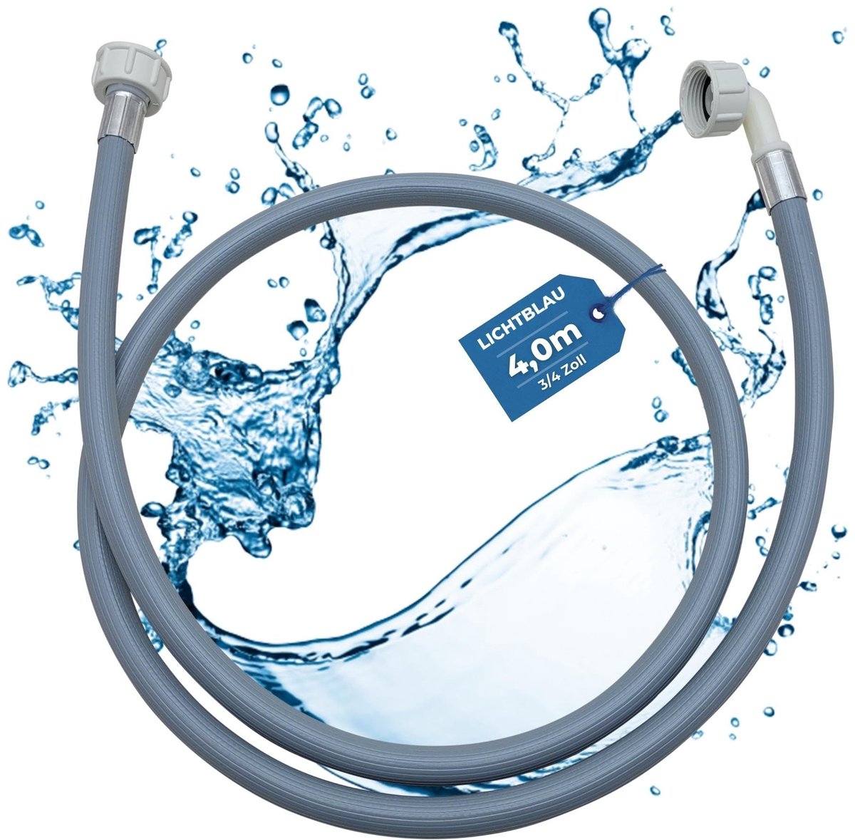Inlaatwater slang voor wasmachine - 4 m - Grijs