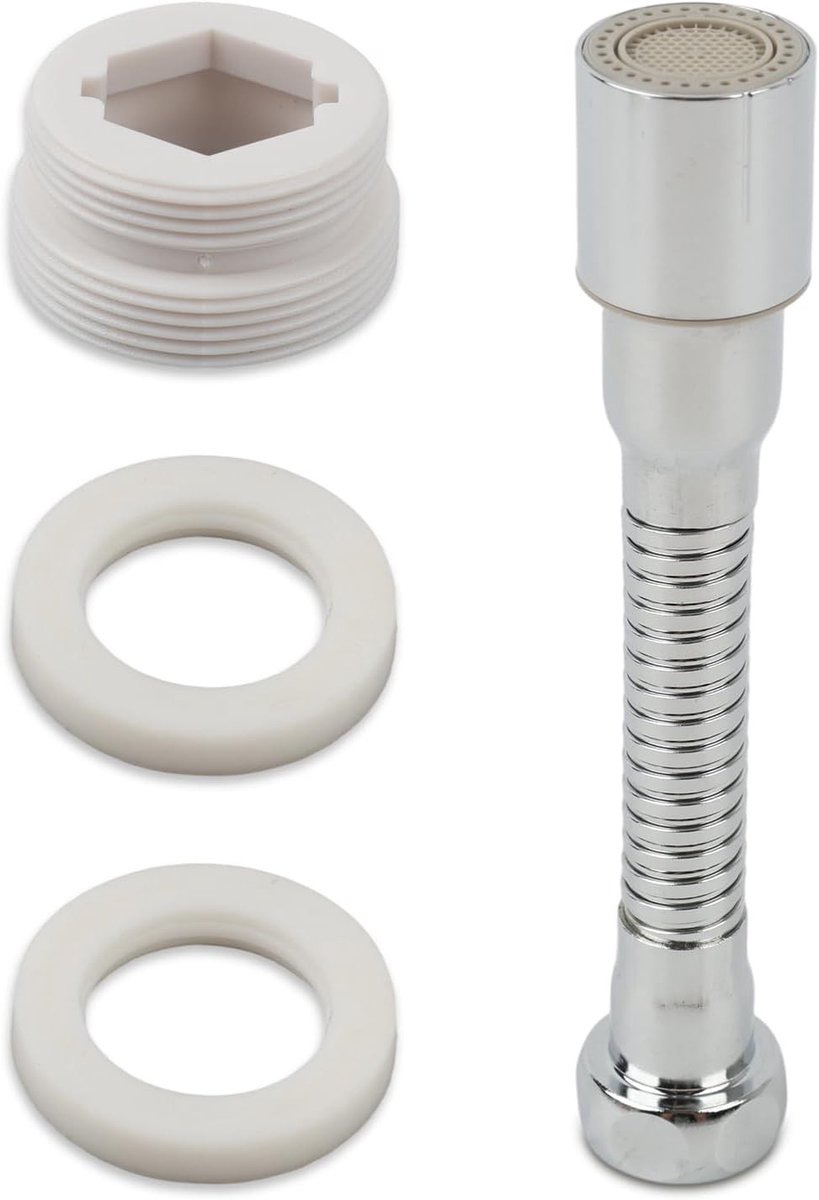 Flexibele Keukentap Uitbreiding, 14 cm met Flexibele Aansluiting, Douche- en Sprayfunctie, Roestvrijstalen Luchtinlaat, Eenvoudige Installatie, Keukenaccessoires, Waterbesparing