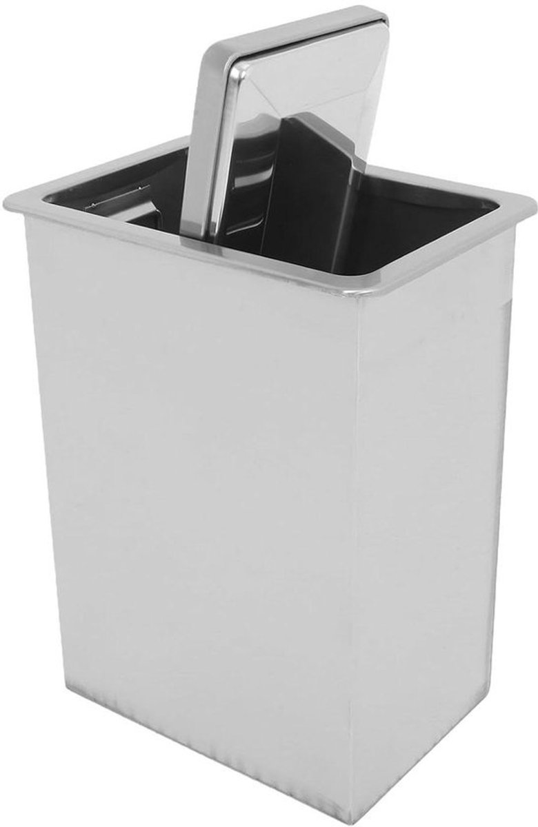 Ingebouwde Afvalbak - Keukenprullenbak Aanrecht - Afval Verwerken - Stille Klapdeksel - 30 x 23 x 16.5 cm - Zilver