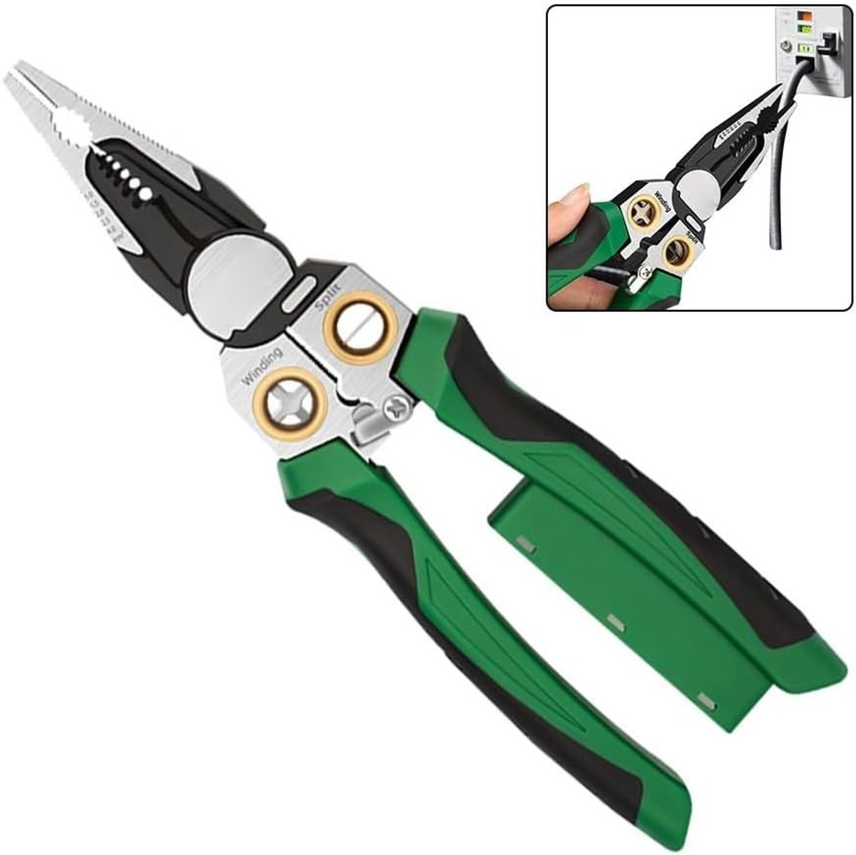 8-in-1 Elektrische Draadstripper en Crimpzool met Spanningsmeter, Ergonomisch Ontwerp voor Elektriciens en Doe-Het-Zelf Projecten, Duurzaam en Efficiënt Gebruik
