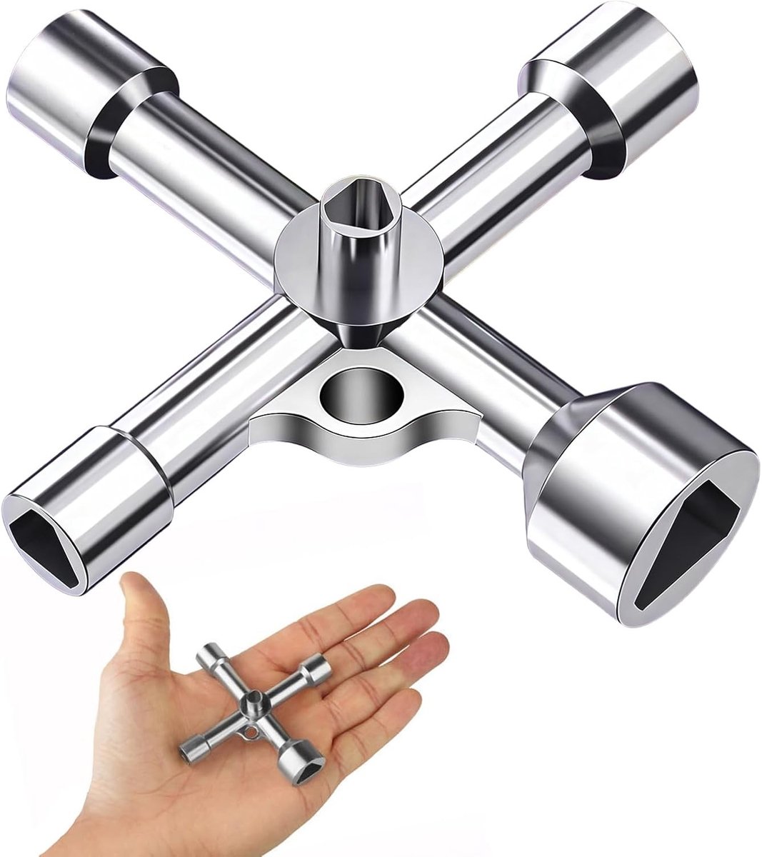 Vierkante Sleutel, 4-Weg, 5 Maten, 7 mm/10 mm/12 mm/13 mm/18 mm, Geschikt voor Elektriciteitsmeters, Waterleidingen en Gasinstallaties
