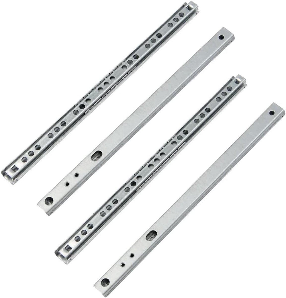 Trekrails voor Keukenkasten - 2 Sets (4 Stuks) Volledig Uittrekbare Ladegeleiders met Kogellager en 22lbs Draagvermogen voor Soepele Beweging