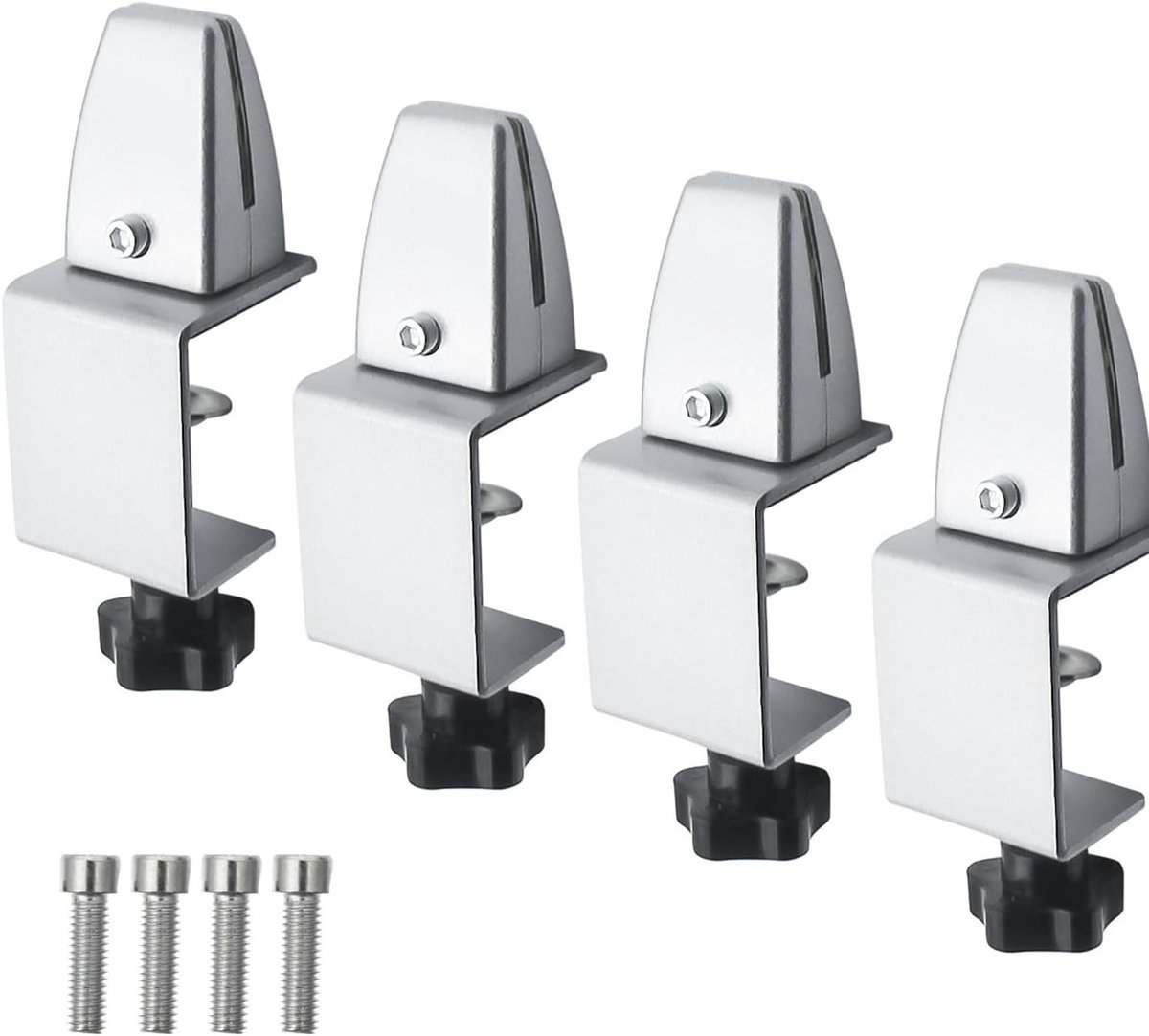 Verstelbare Wandclips voor Bureauverdeling - 4 Stuks Aluminium Tafelverdeler Klemmen voor Spatscherming en Organisatie
