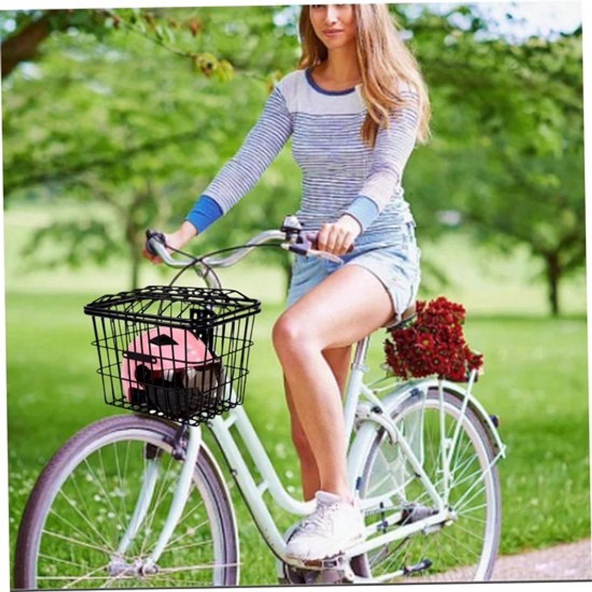 Fietsmand Metaal - Fietsmand Grote Capaciteit - Boodschappen Vervoeren - Afneembaar Ontwerp - Universeel - Zwart