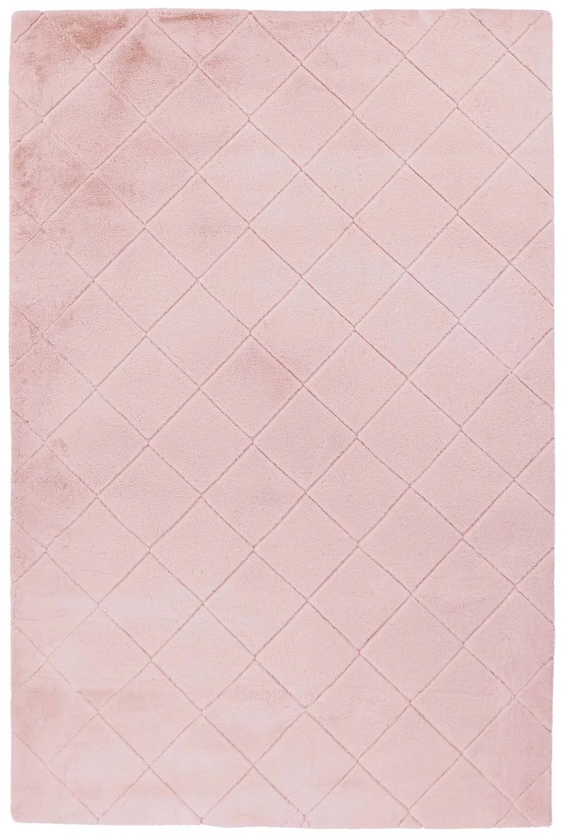 Fluffy Vloerkleed | Tapijt | Imala | Ruiten | Roze | 200x290 cm
