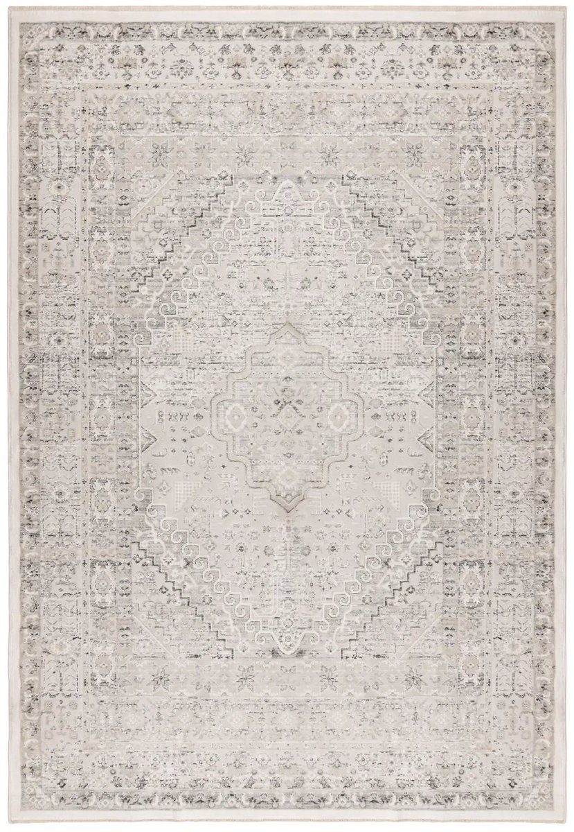 Dutch XXL Vintage Vloerkleed | Tapijt | Vista | Medaillon | Zilver | 160x230 cm