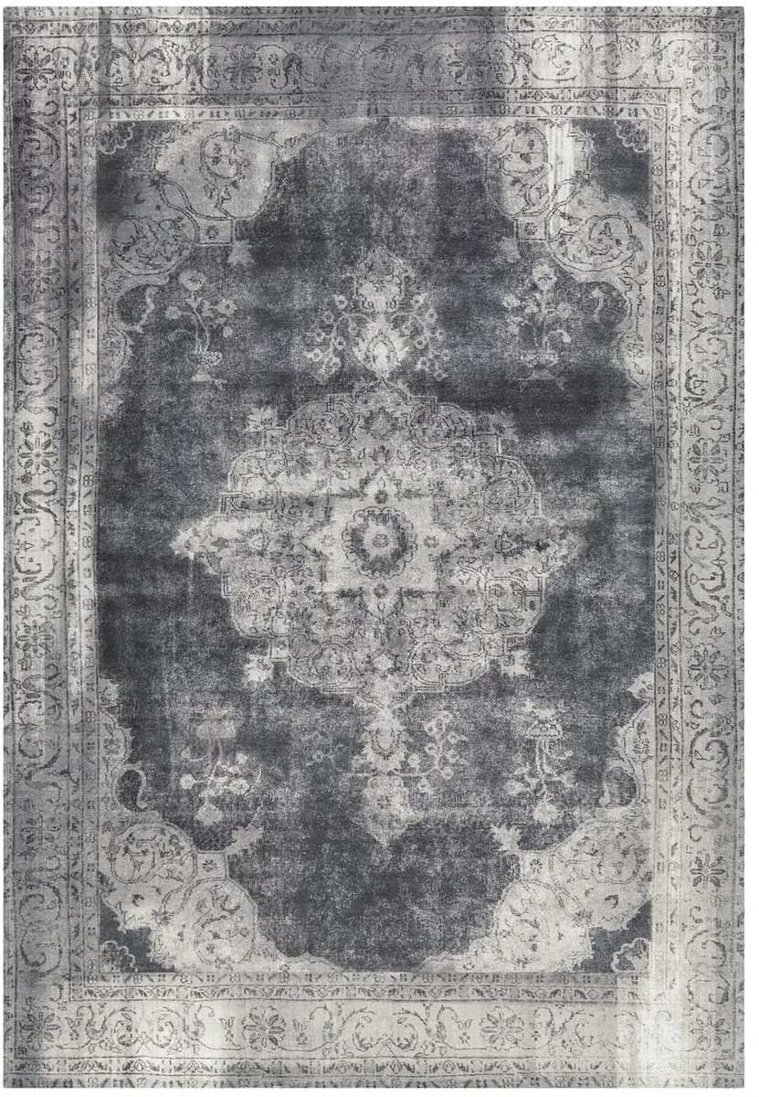 Dutch XXL Vintage Vloerkleed | Tapijt | Vin | Medaillon | Grijs | 160x230 cm