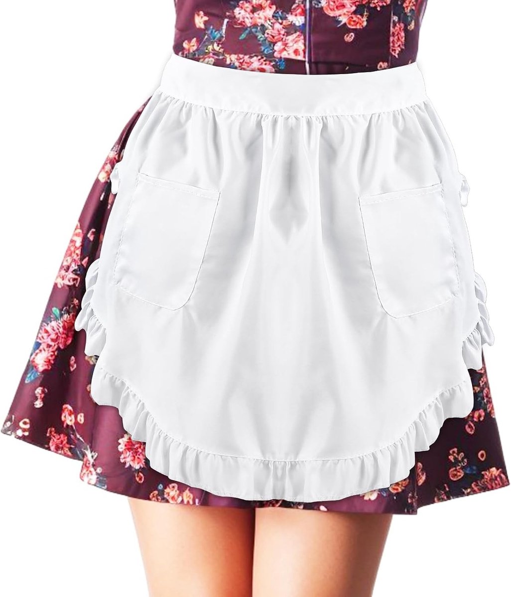 Stijlvolle Vintage Taille Schort voor Dames met Zakjes - Ideaal voor Koken, Bakken en Schoonmaken