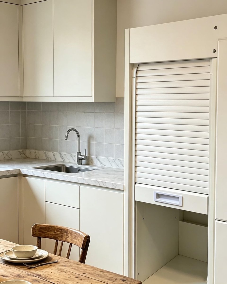 Intrekbare Tambour Kastdeur - Flexibel Geplooid Paneel - Wit - 100x110cm