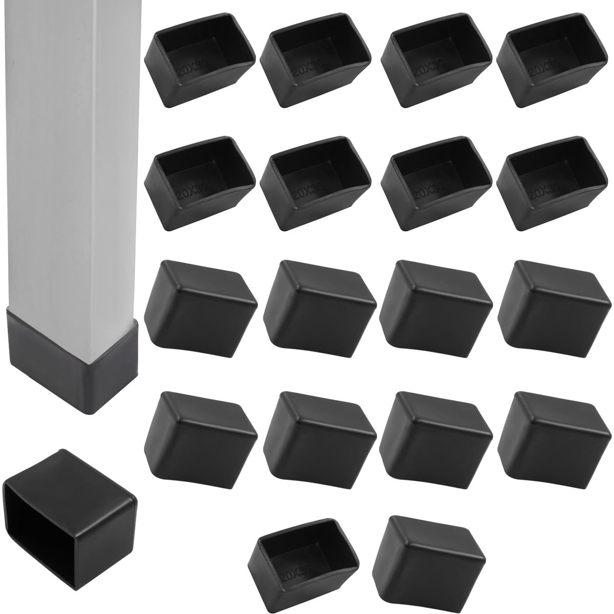 20 Stuks Meubelbeen Caps - 30x30mm Zwart