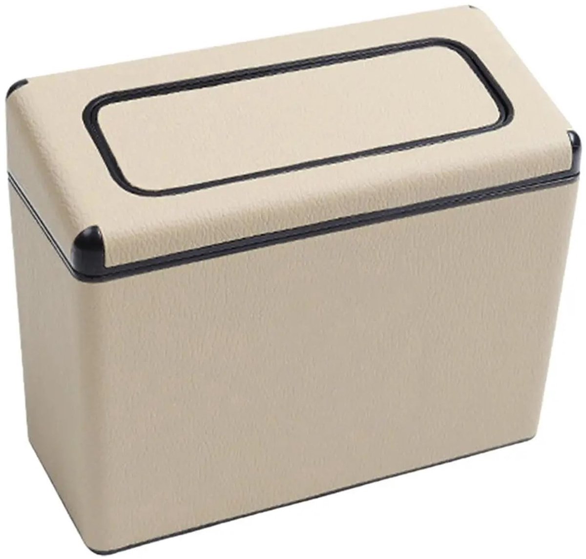 Afvalbak met Deksel voor Auto - Grote Capaciteit - Beige