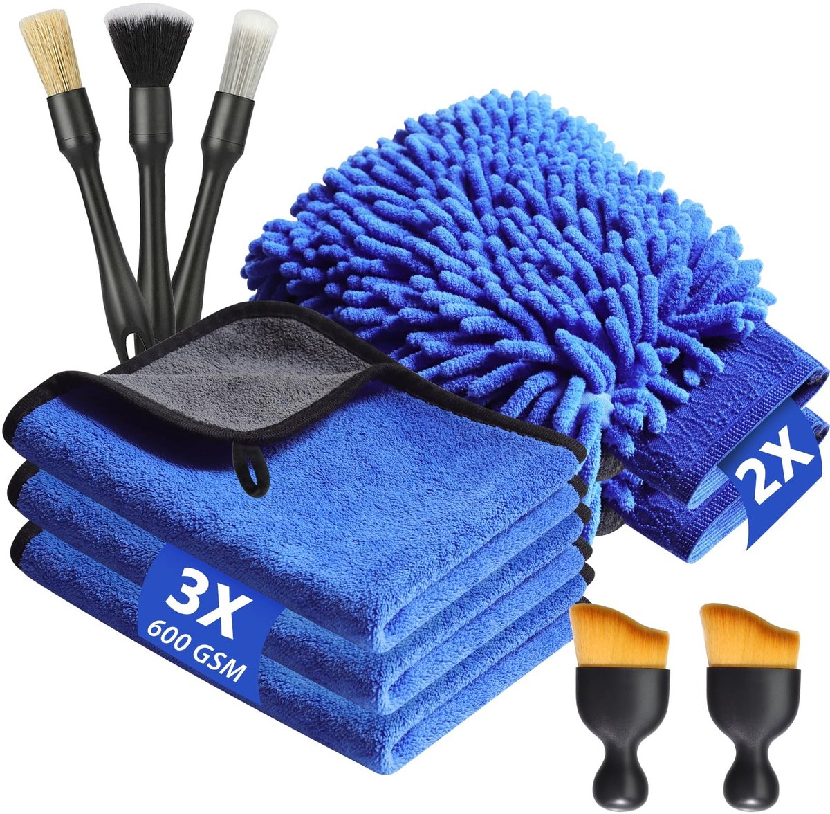10-delige Auto Was Set - Inclusief Microvezeldoeken en Detailing Brushes