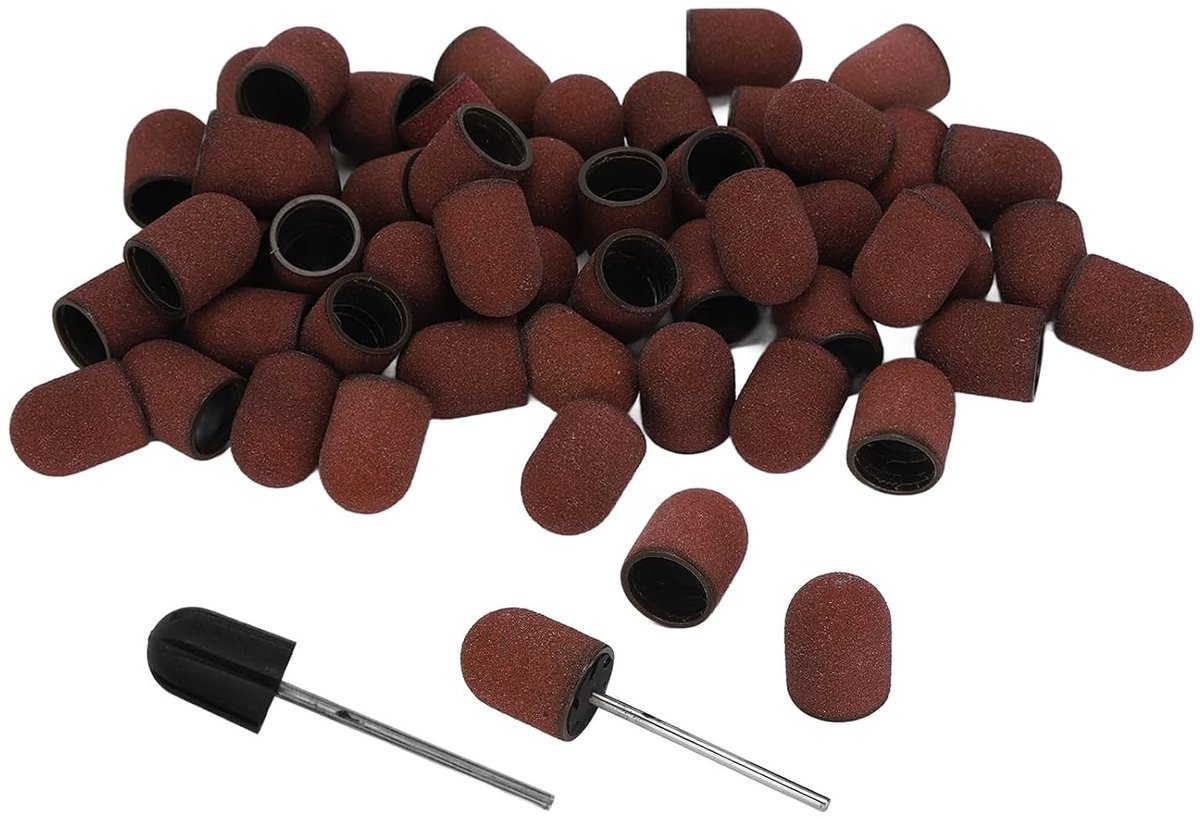 80 Grit Schuurcaps voor Nagels, Set van Schuurkoppen en Schuurbanden voor Manicure en Nagelkunst