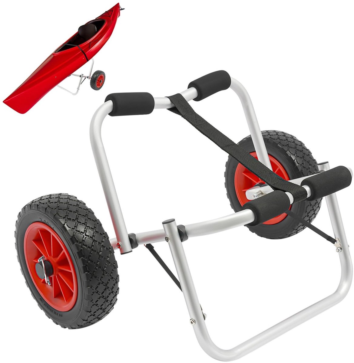 Inklapbare Kajakwagen - Aluminium met 10 Inch Wielen - Tot 80 kg