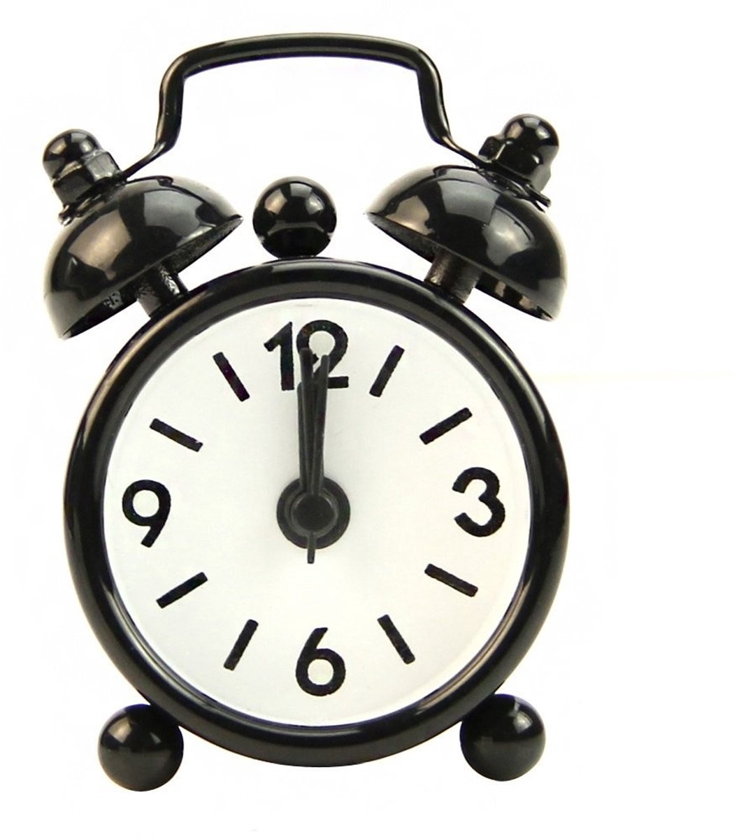 Analoge Mini Bedside Alarm Klok - Zwart