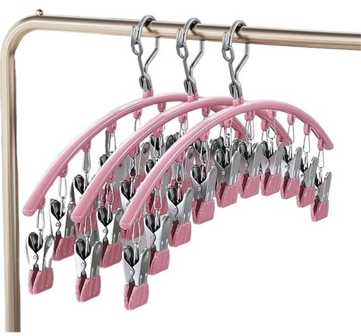 Roestvrijstalen Waslijn Clips - Kleding Hangers - Kleding Drogen - Sterke Grip - 44 x 25 cm - Groen