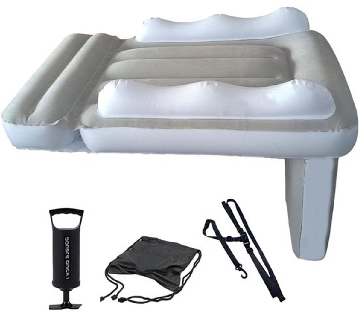 Opblaasbaar Reisbed Peuters - Vliegtuigbed Kinderen - Comfortabel Reizen - Met Veiligheidsgordel - 80 x 60 x 50 cm - Blauw
