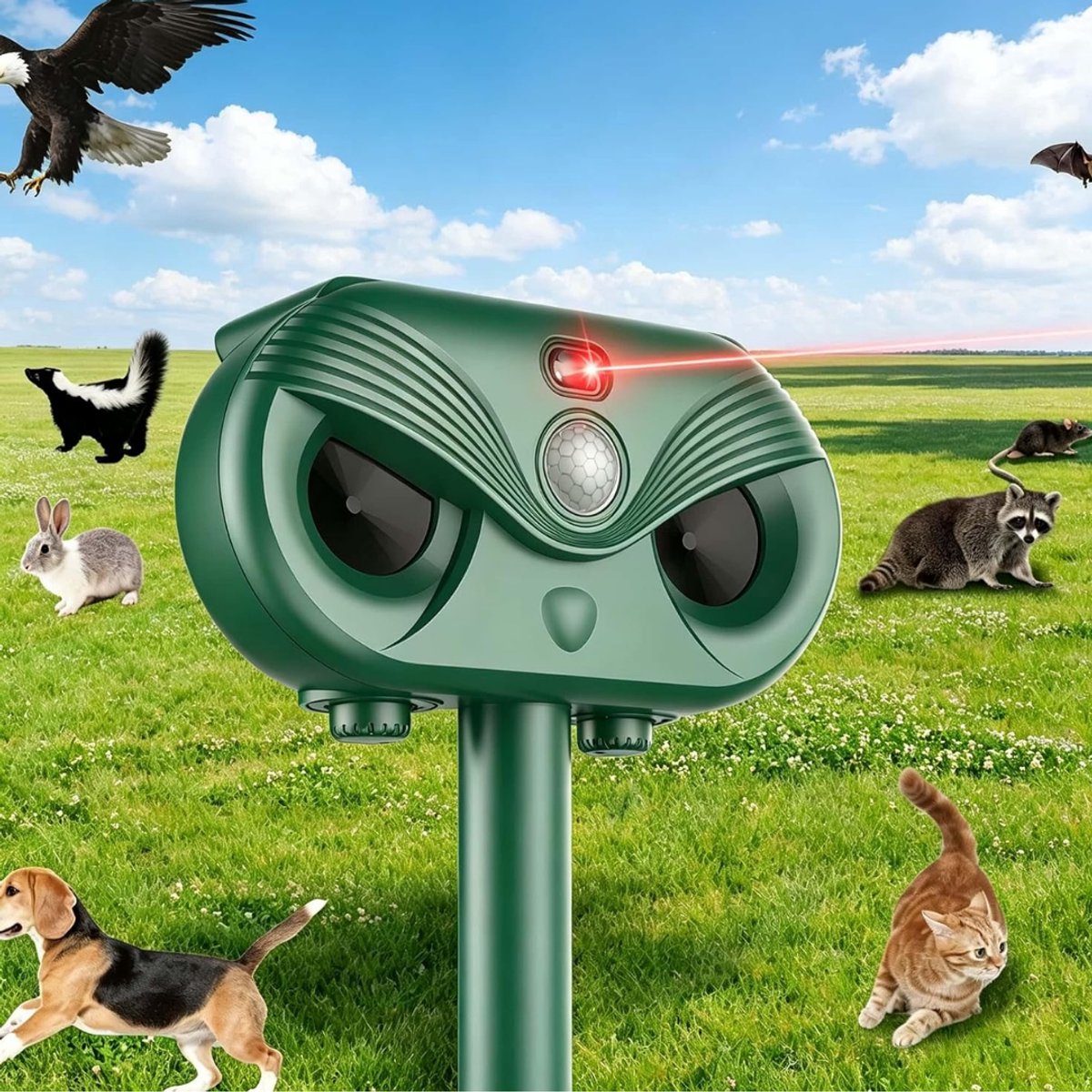 SP® Kattenverjager - Katten Verjager voor de Tuin - Dierenverjager Outdoor - Groen - 17cm x 5cm x 43cm