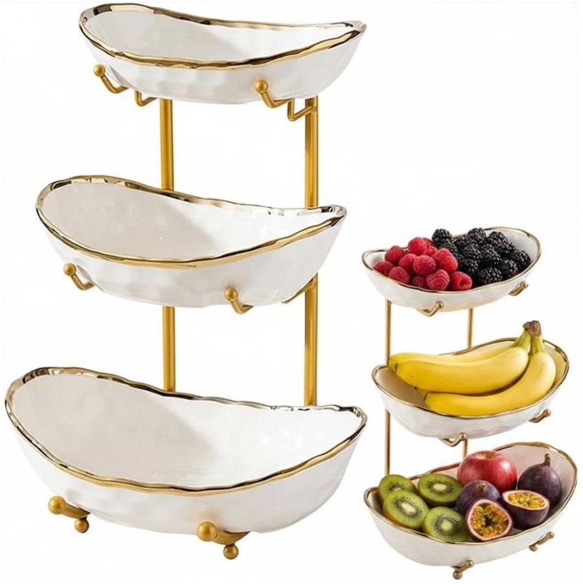 Zolvano® Fruitschaal - Fruitmand Etagere 3 laags - Drie lagen wit