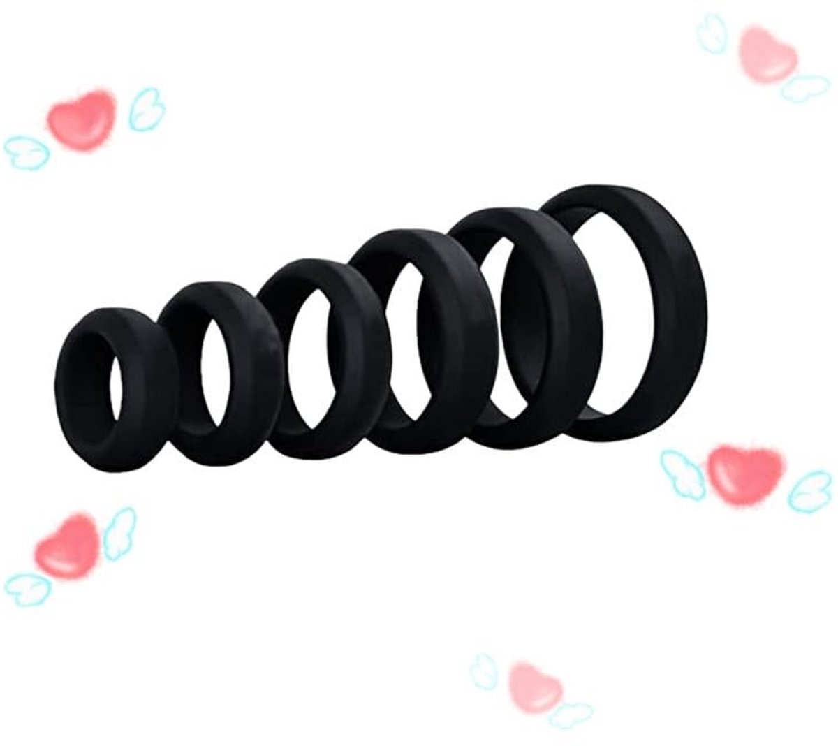 Herbruikbare Siliconen Fitness Ring - Zwart - 6 stuks