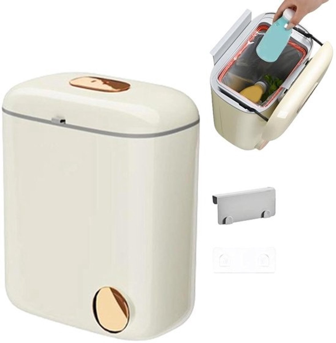 Hangende Prullenbak - Keukenafvalemmer Vuilnisbak - Afval Scheiden - Dubbele Opening - 7L of 9L - Wit