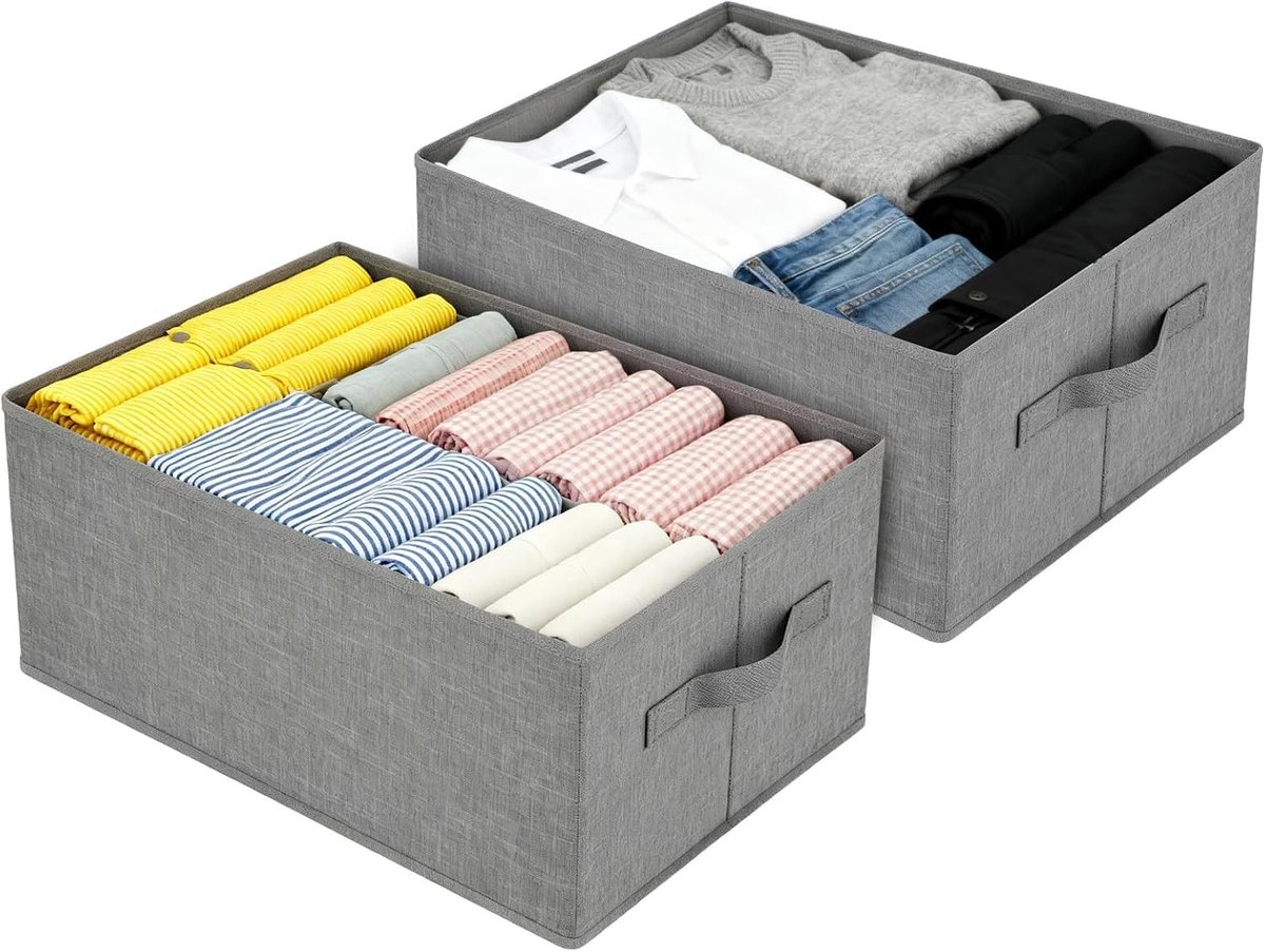 Vouwbare Opbergdozen van Stof met Handvatten voor Kasten en Kleding, 38 x 25 x 25 cm, Ideaal voor Organisatie en Opslag